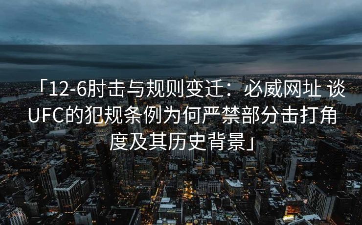 「12-6肘击与规则变迁：必威网址 谈UFC的犯规条例为何严禁部分击打角度及其历史背景」